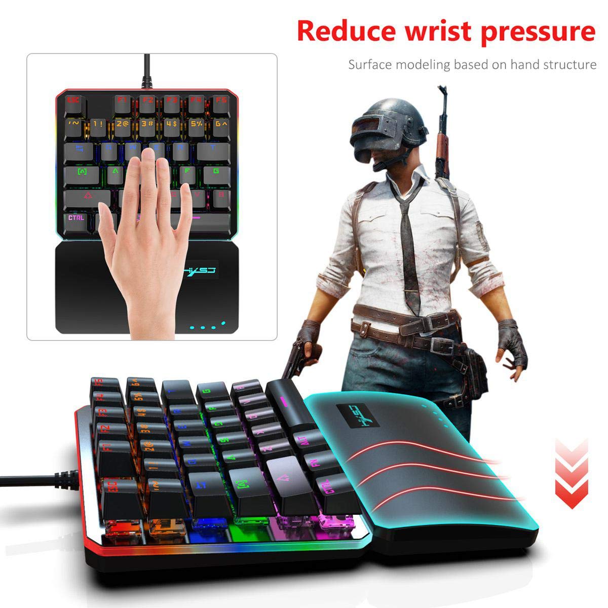 Combo Adattatore per Tastiera e Mouse da Gioco con Mouse Wireless Tastiera per Gaming FOONEE Tastiera per Gioco USB con retroilluminazione RGB LED 